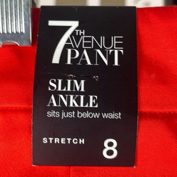 7th Avenue Slim Ankle Pant Bright Red NEW 8 - Picture 7 of 8